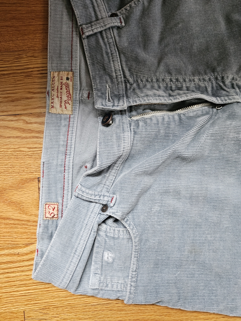 Light Blue Corduroy Pants with Subtle Stitching
